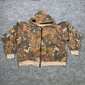 Men's Camouflage Leaf Fall Foliage Print Full Zip Hoodie Made in America Large